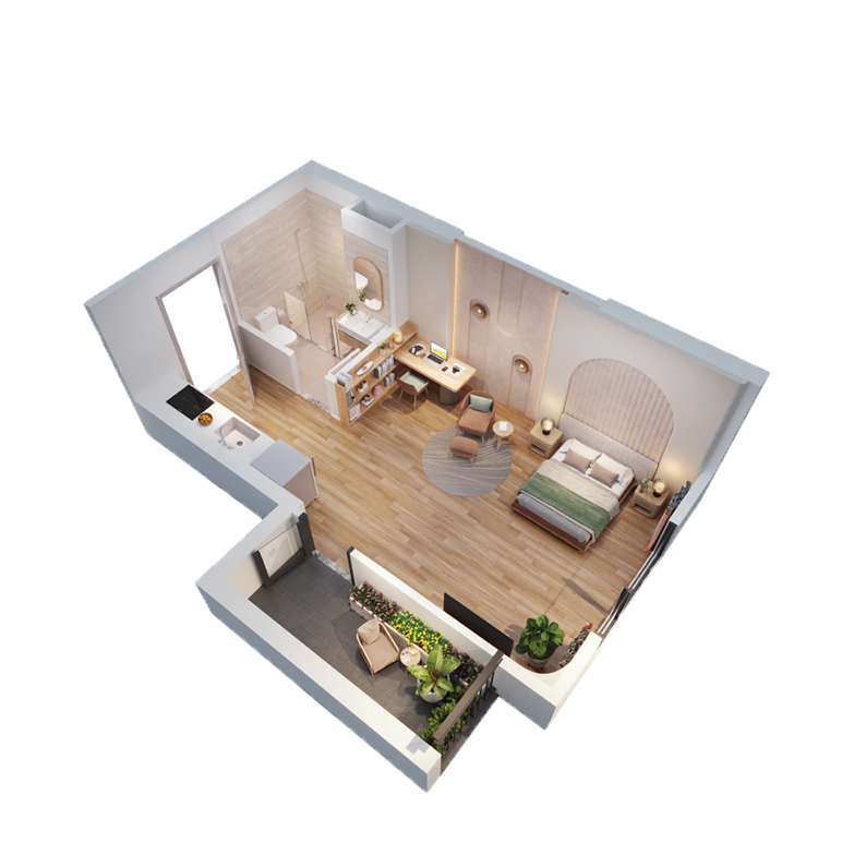 Thiết kế Studio 39² – 45.8m² Palm River